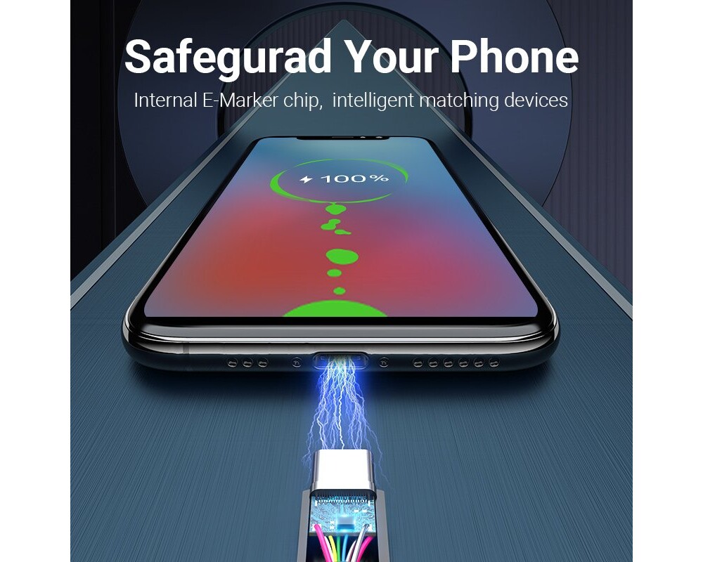 Кабел Vention USB 2.0 Type-C to Type-C 0.5M 5A Fast Charge 3