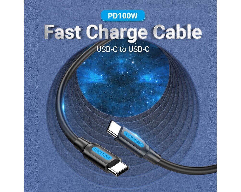 Кабел Vention USB 2.0 Type-C to Type-C 0.5M 5A Fast Charge 9