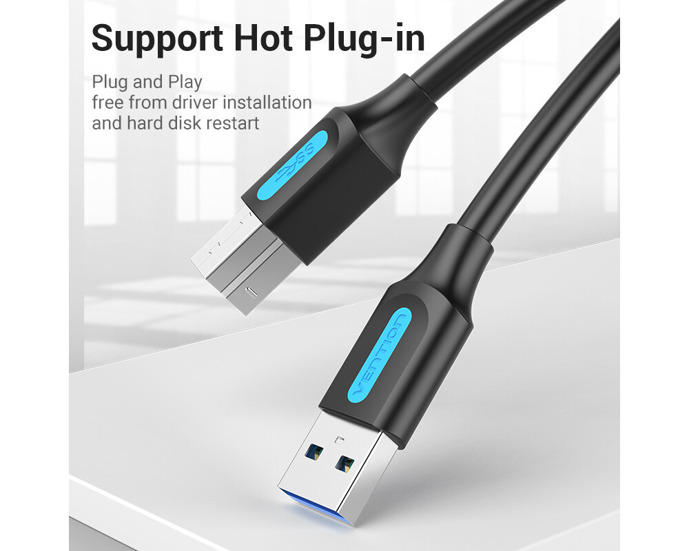 Кабел Vention Кабел USB 3.0 AM / BM - 1.5M Bla... 7