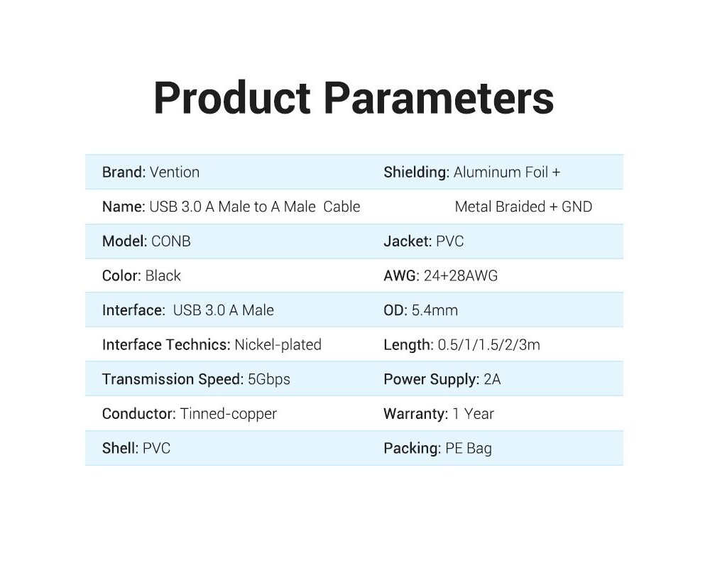 Кабел Vention Кабел USB 3.0 AM / AM - 1.5M Bla... 12