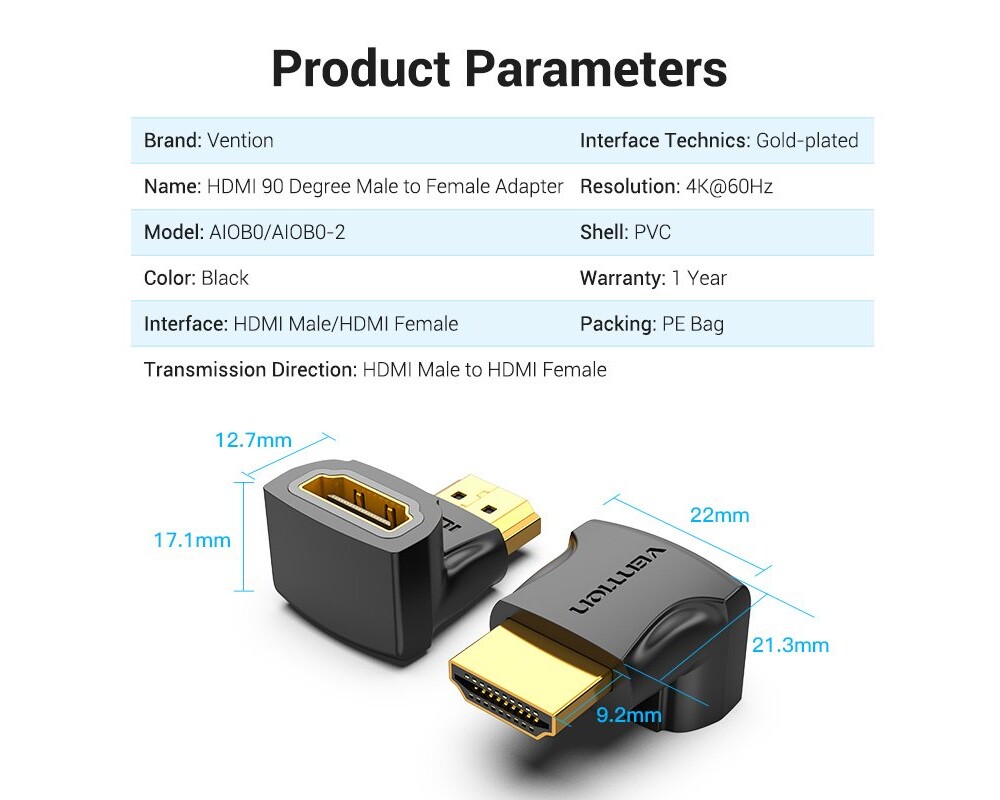 Адаптери Vention Адаптер Adapter HDMI Right Angle... 12