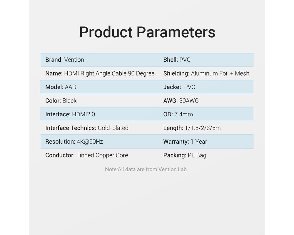 Кабел Vention Кабел HDMI Right Angle 90 Degree... 18