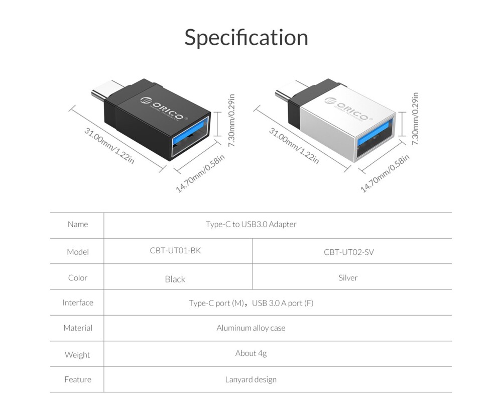 Адаптери Orico Адаптер Adapter OTG USB3.0 AF to T... 19