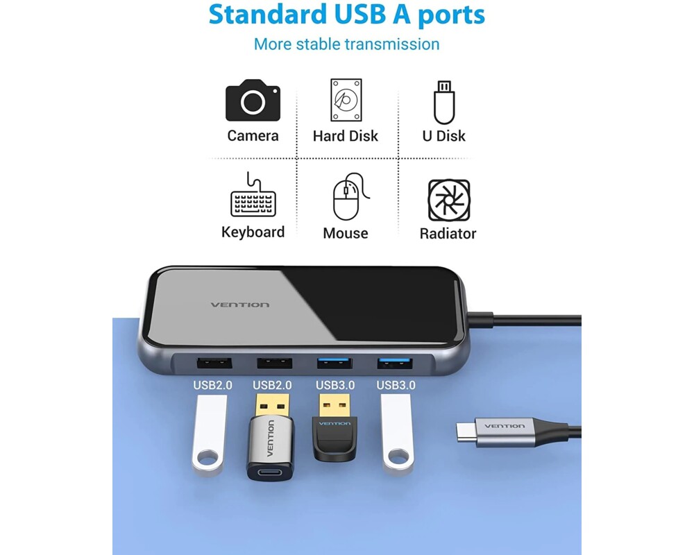 Докинг станция Vention Type-C Docking Station Power Distribution 3.0 87W - HDMI 6