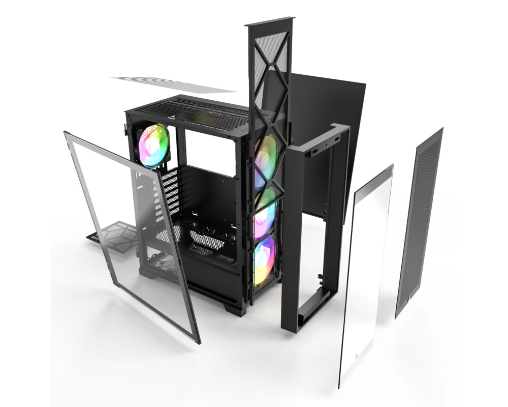 Кутия MONTECH AIR 1000 Premium ARGB, TG, Mid-Tower, Черна 13