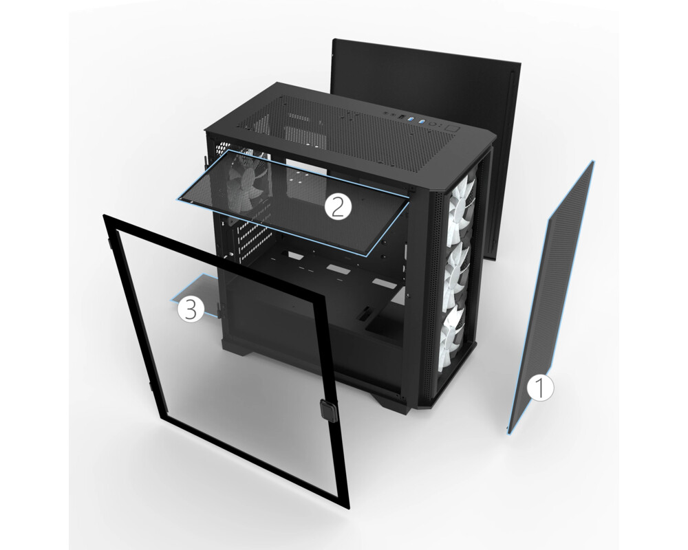 Кутия MONTECH AIR 100 ARGB, TG, Micro-ATX Черна 9