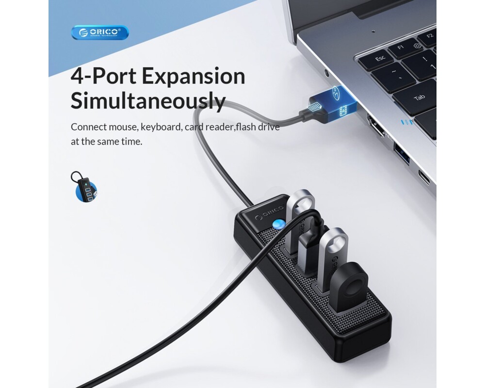 USB хъб Orico хъб HUB USB3.0 4 port Black - PW4U... 12