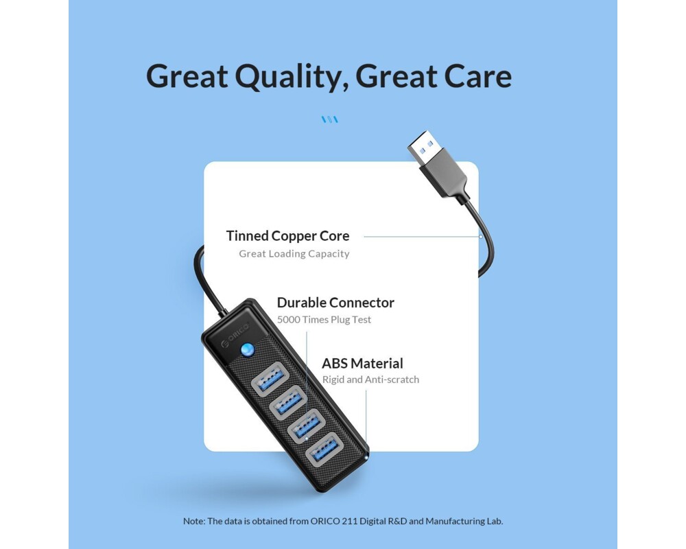USB хъб Orico хъб HUB USB3.0 4 port Black - PW4U... 13