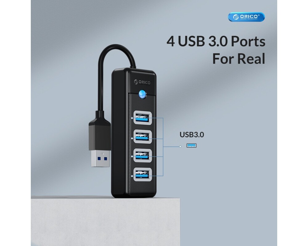 USB хъб Orico хъб HUB USB3.0 4 port Black - PW4U... 8