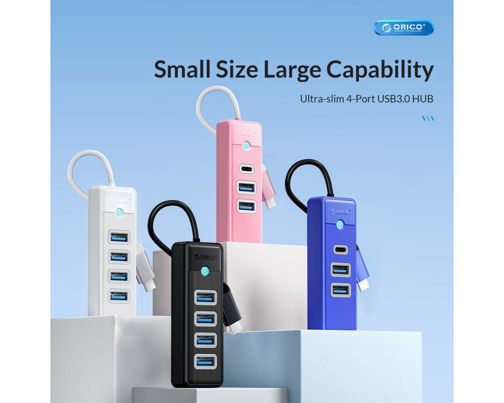 USB хъб Orico PWC2U-C3-015-BK-EP USB-C към 2x USB 3.0 + USB-C черен 6