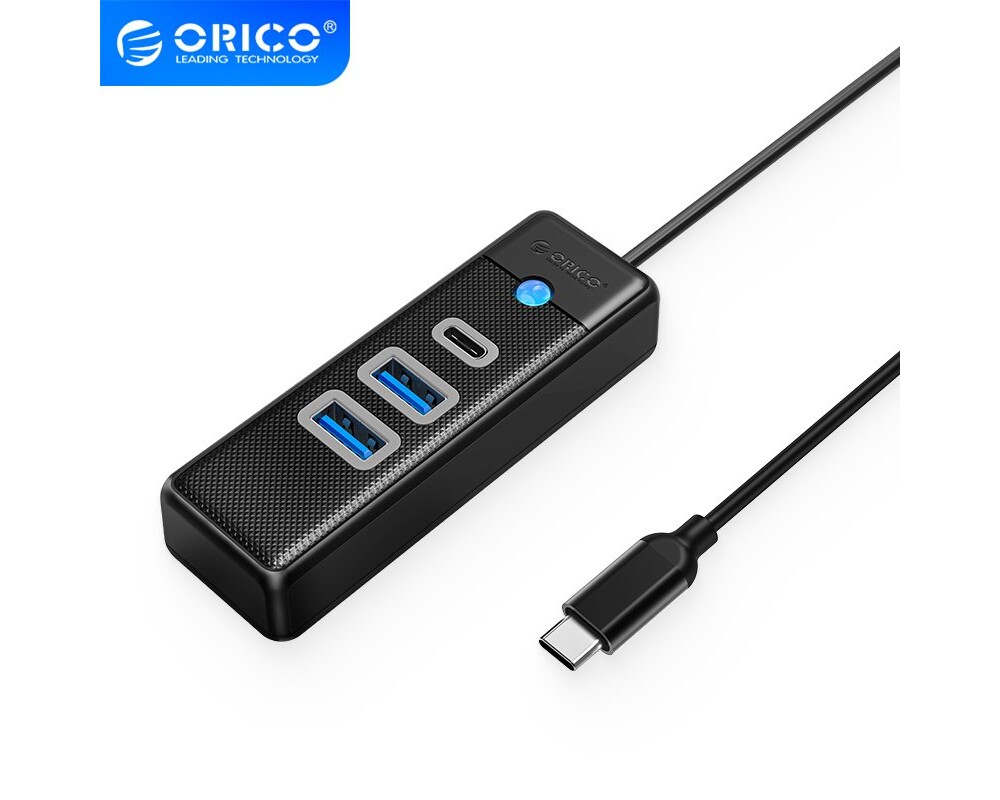 USB хъб Orico PWC2U-C3-015-BK-EP USB-C към 2x USB 3.0 + USB-C черен 5