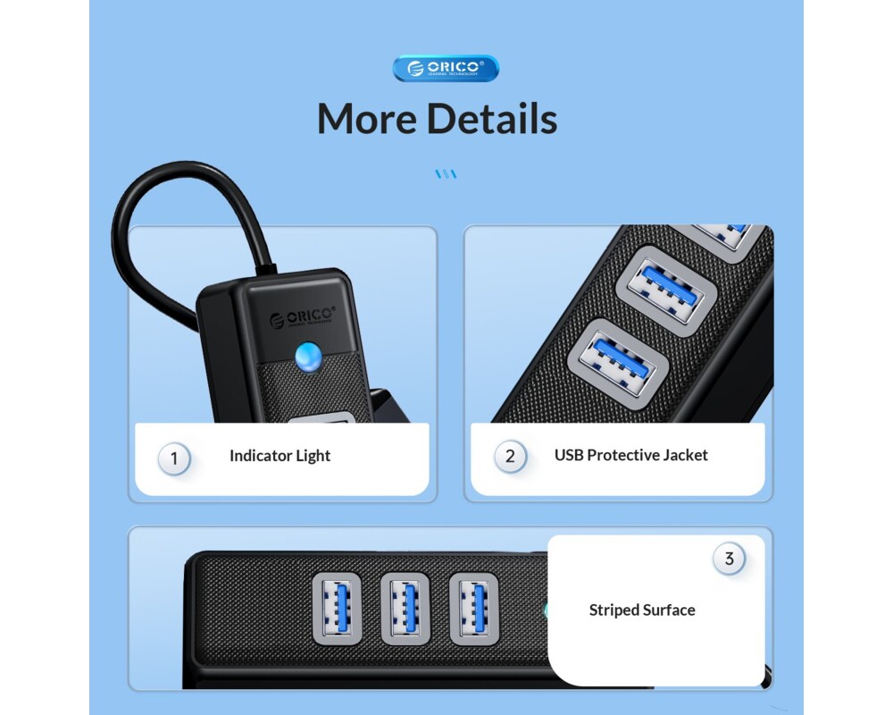 USB хъб Orico HUB USB3.1 3 port + LAN 1000M - PW... 11