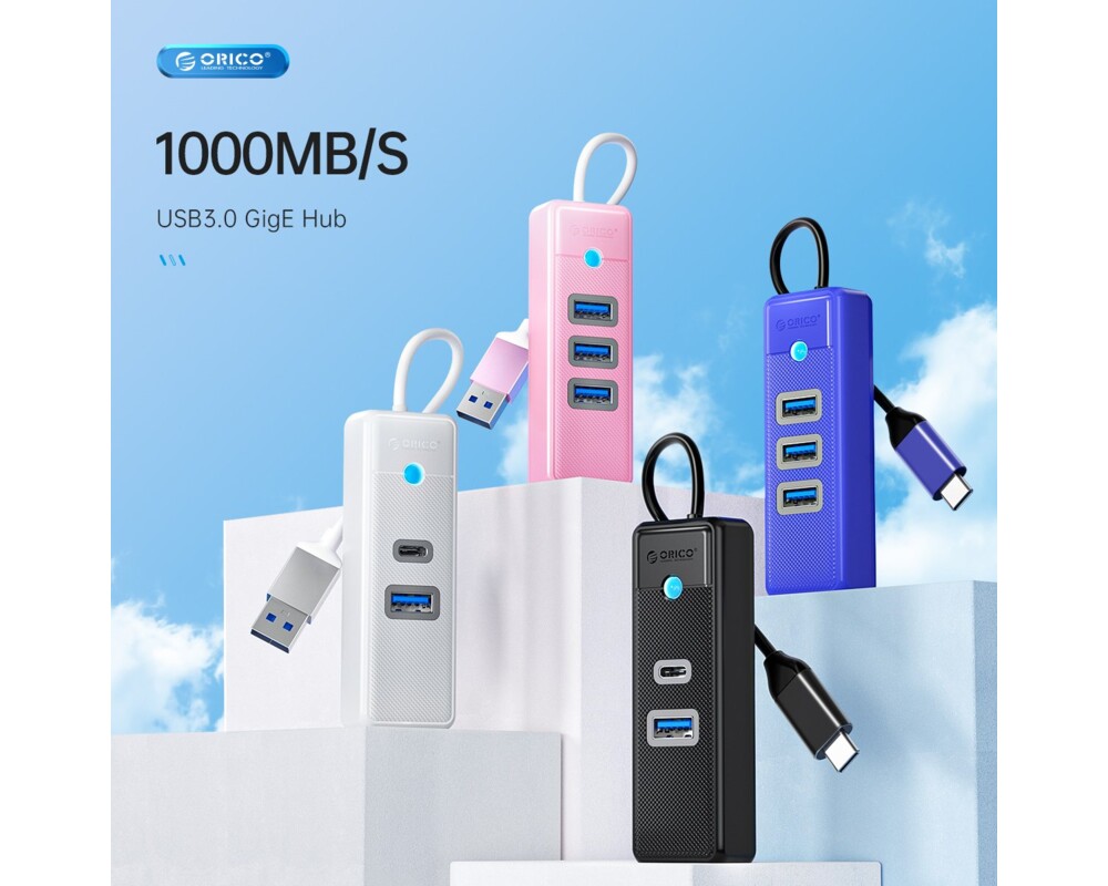 USB хъб Orico HUB USB3.0 3 port + LAN 1000M - PW... 2
