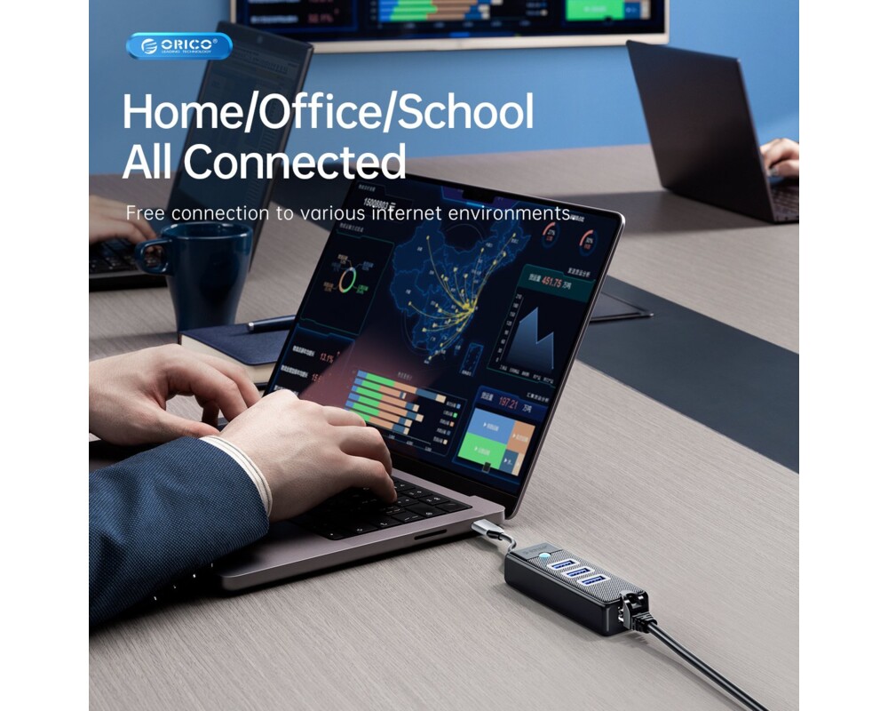 USB хъб Orico HUB USB3.0 3 port + LAN 1000M - PW... 8