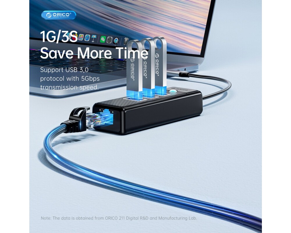 USB хъб Orico HUB USB3.0 3 port + LAN 1000M - PW... 7