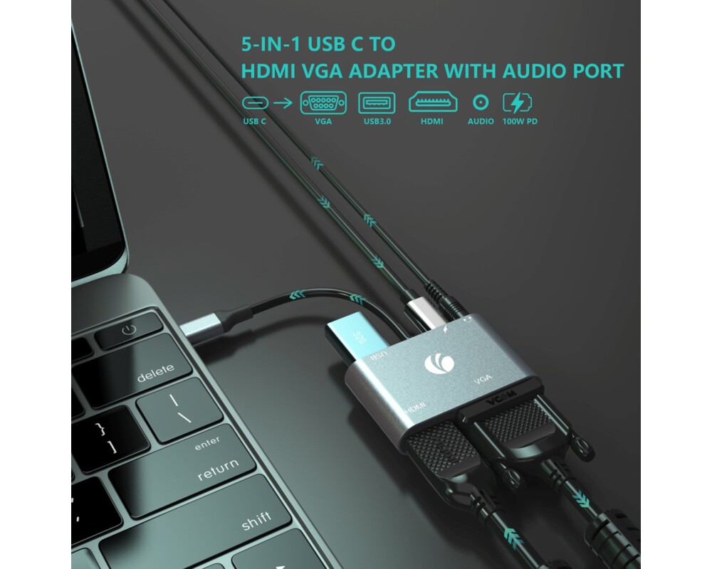 Докинг станция VCom Docking Station Type-C Power Distribution 3.0 100W - HDMI 7