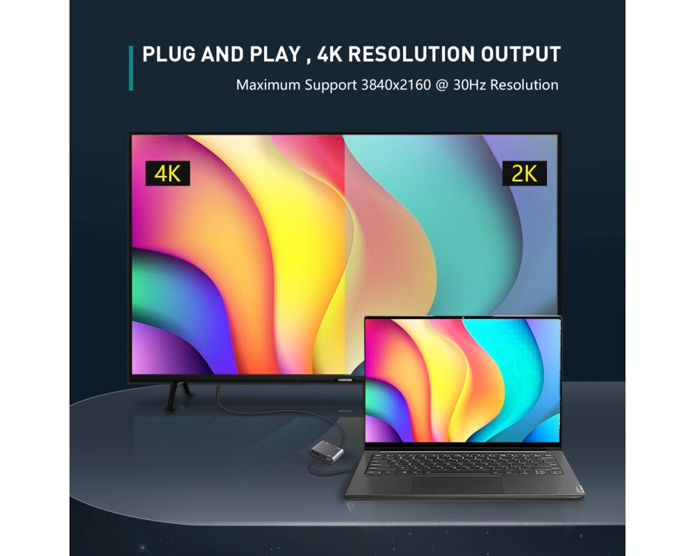 Докинг станция VCom Docking Station Type-C Power Distribution 3.0 100W - HDMI 8