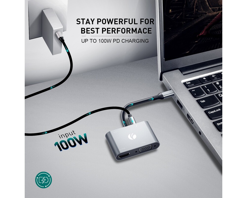 Докинг станция VCom Docking Station Type-C Power Distribution 3.0 100W - HDMI 3