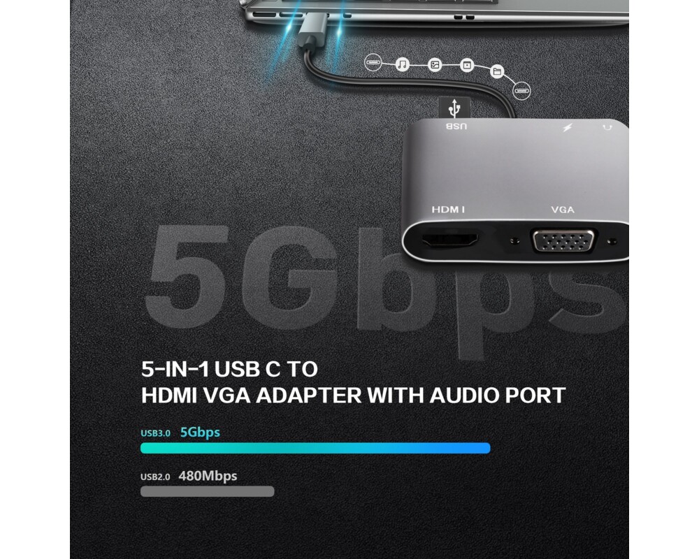 Докинг станция VCom Docking Station Type-C Power Distribution 3.0 100W - HDMI 2