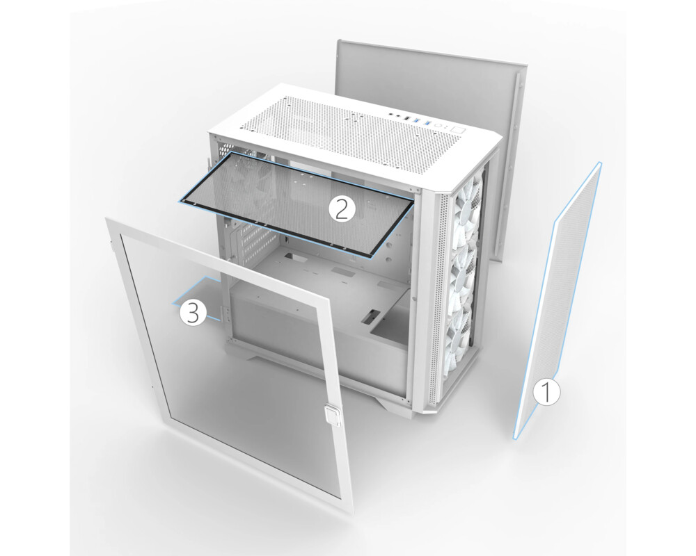Кутия MONTECH AIR 100 ARGB, TG, Micro-ATX, Бяла 9
