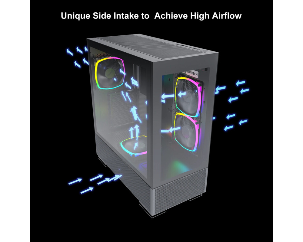 Кутия MONTECH SKY TWO ARGB, TG, Mid-Tower Черна 18