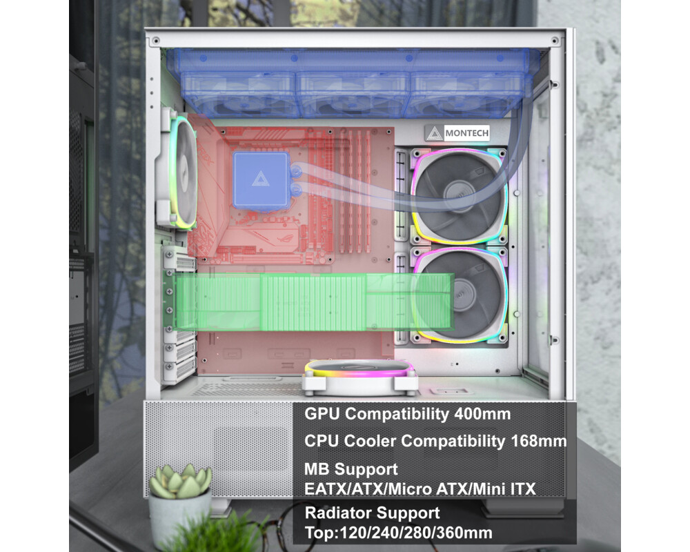 Кутия MONTECH SKY TWO ARGB, TG, Mid-Tower, Бяла 14