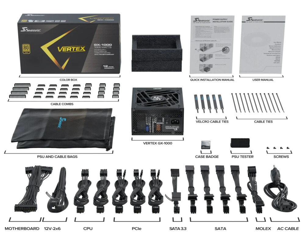 Захранване Seasonic ATX 3.0 1000W Gold - VERTEX 28