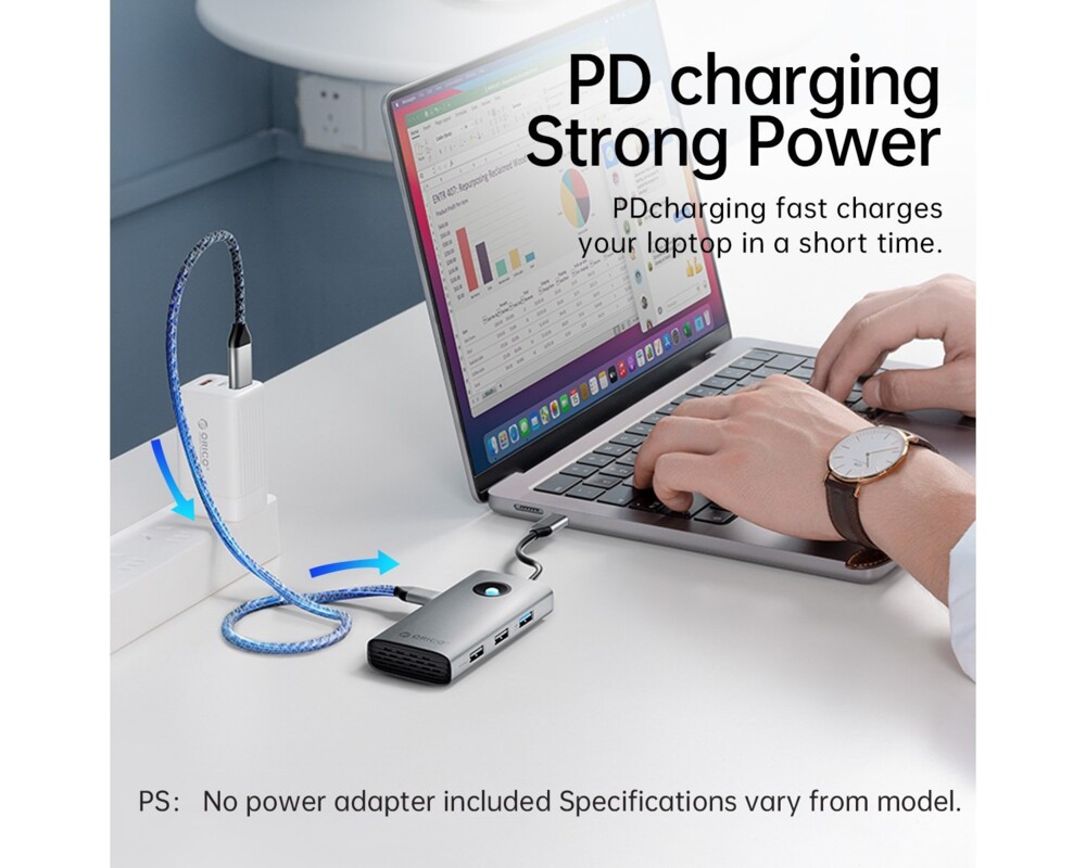 Докинг станция Orico Docking Station Type-C Power Distribution 60w - PW11-5P-GY-EP - HDMI 4