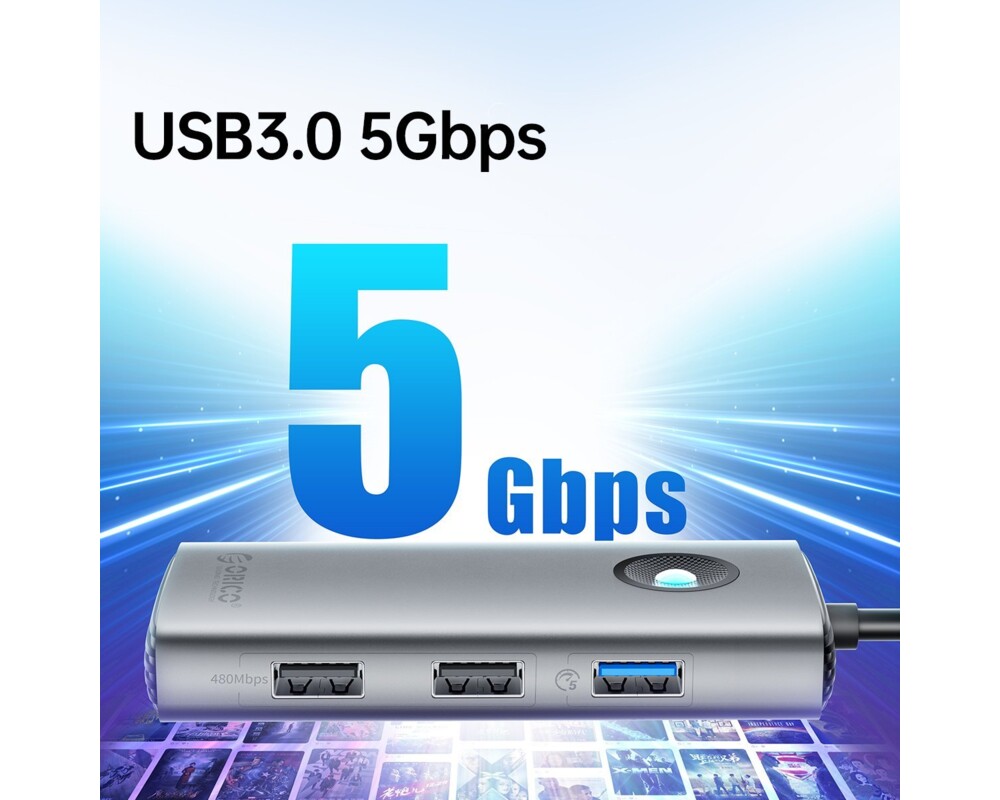 Докинг станция Orico Docking Station Type-C Power Distribution 60w - PW11-5P-GY-EP - HDMI 5