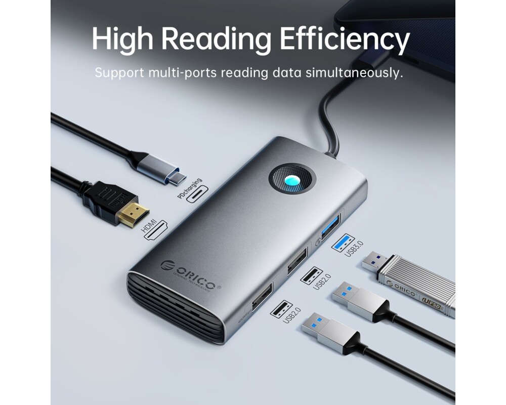 Докинг станция Orico Docking Station Type-C Power Distribution 60w - PW11-5P-GY-EP - HDMI 2