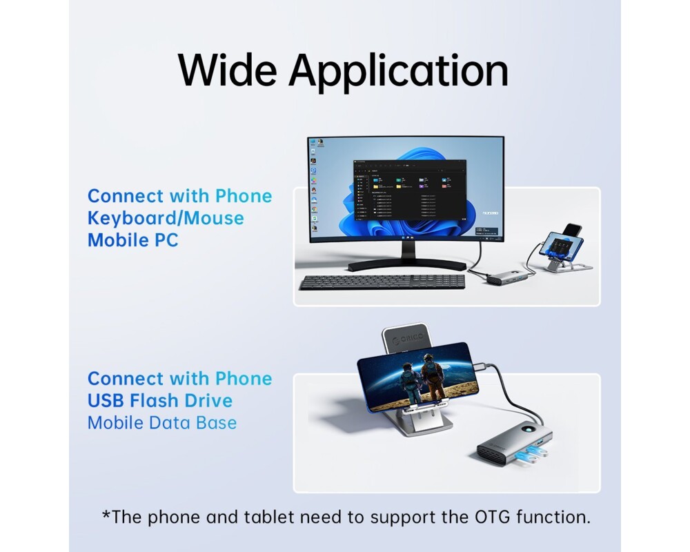 Докинг станция Orico Docking Station Type-C Power Distribution 60w - PW11-5P-GY-EP - HDMI 13
