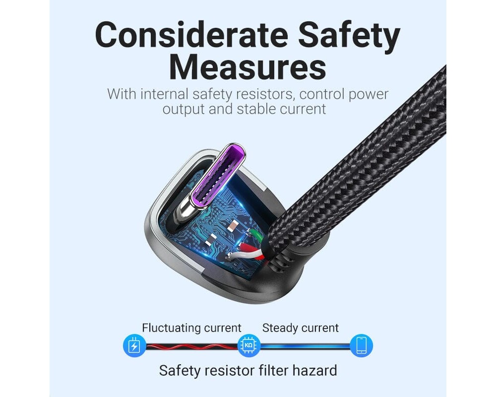 Кабел Vention Кабел USB 3.1 Type-C / USB 2.0 AM - 1M Black U-Shaped 6