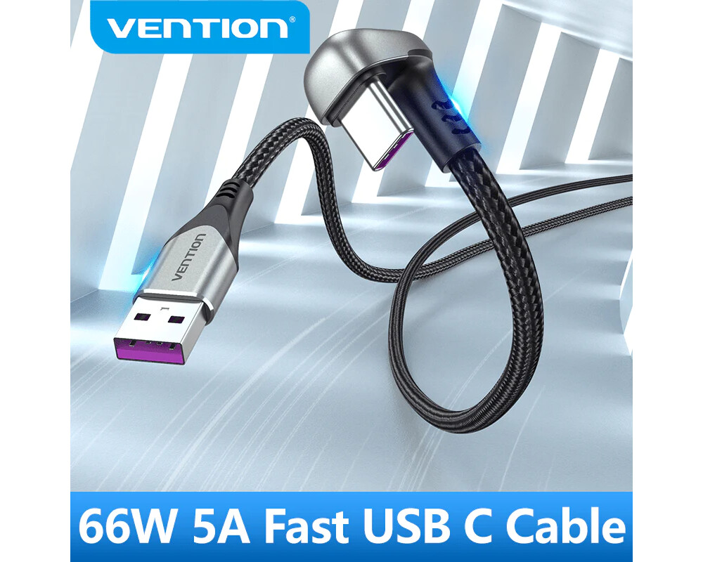 Кабел Vention Кабел USB 3.1 Type-C / USB 2.0 AM - 0.5M Black U-Shaped 3