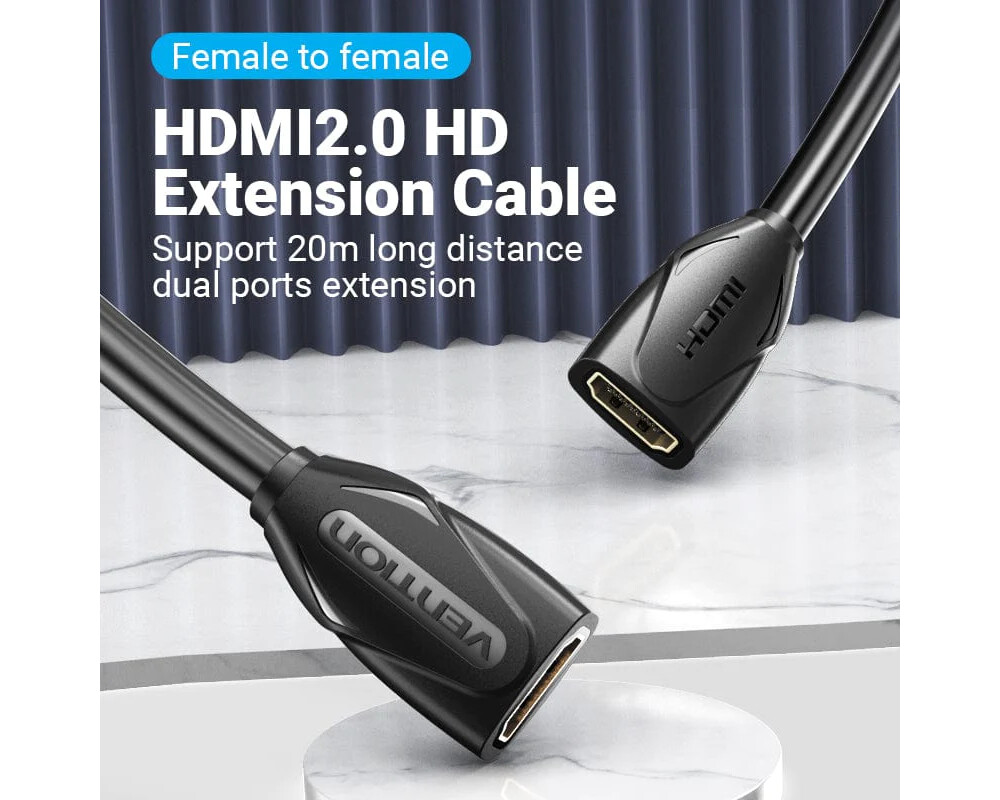 Кабел Vention удължителен кабел HDMI v2.0 extension Cable Female to Female 0.5M Black 7