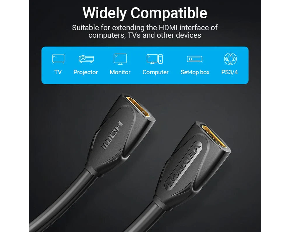 Кабел Vention удължителен кабел HDMI v2.0 extension Cable Female to Female 0.5M Black 5