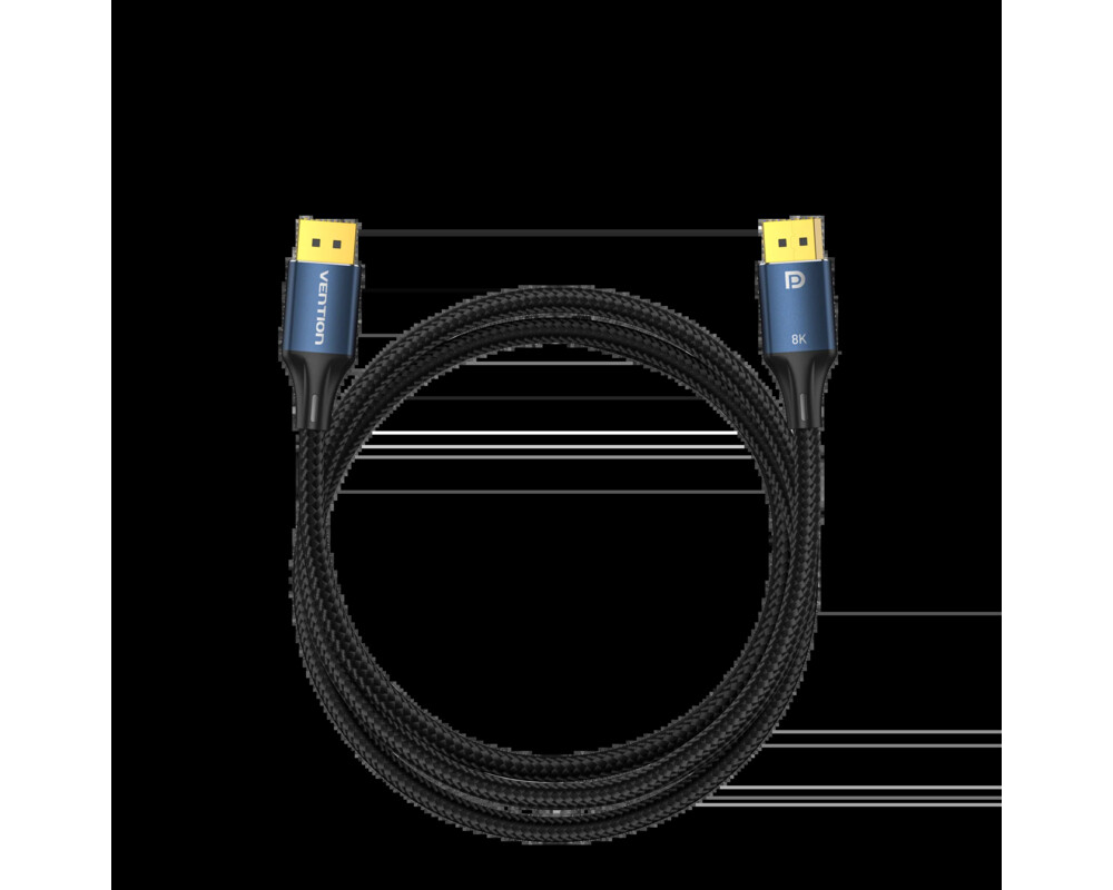 Кабел Vention кабел Display Port 1.4 DP M / M 8K 1m - Cotton Braided 3