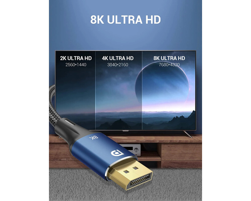 Кабел Vention кабел Display Port 1.4 DP M / M 8K 1.5m - Cotton Braided 6