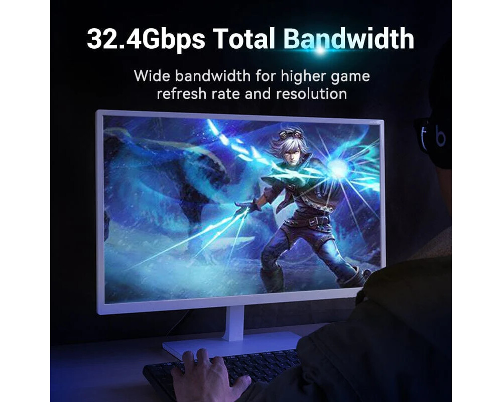 Кабел Vention кабел Display Port 1.4 DP M / M 8K 1m - Cotton Braided 4