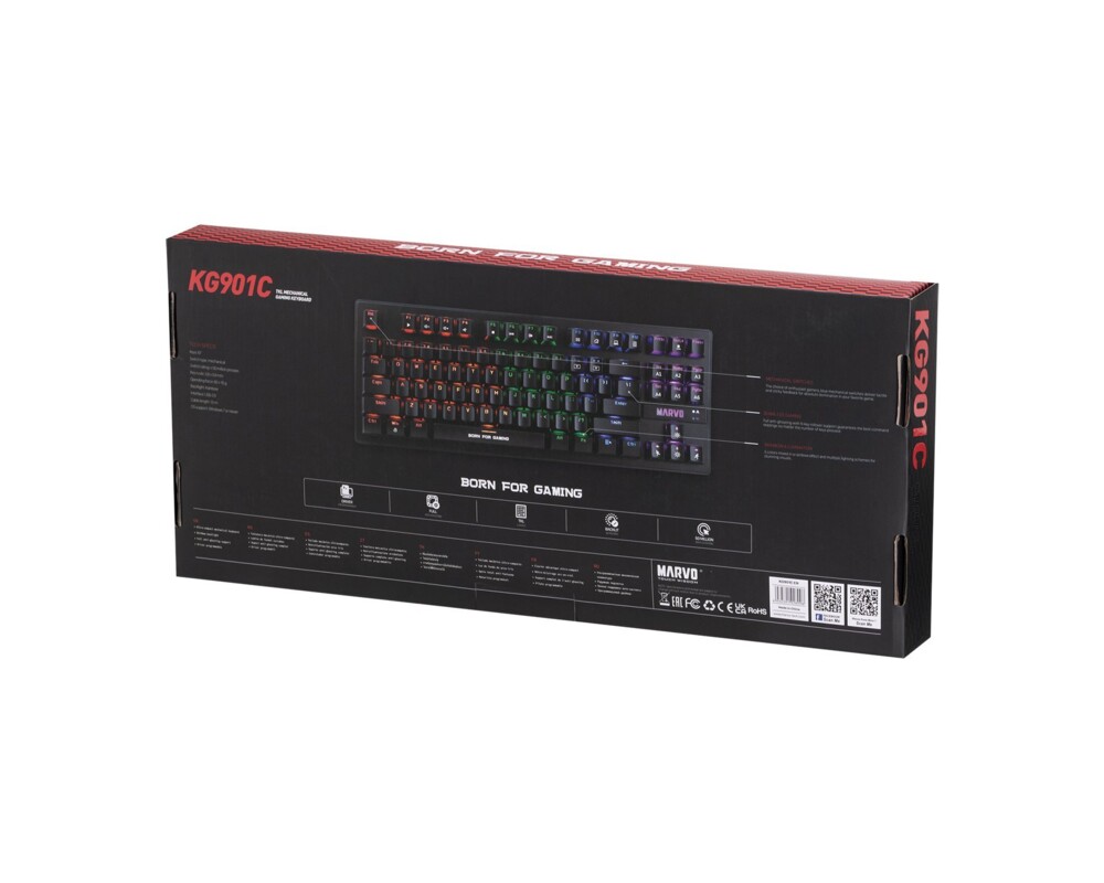 Клавиатура Marvo механична геймърска клавиатура Gaming Mechanical keyboard 87 keys 8