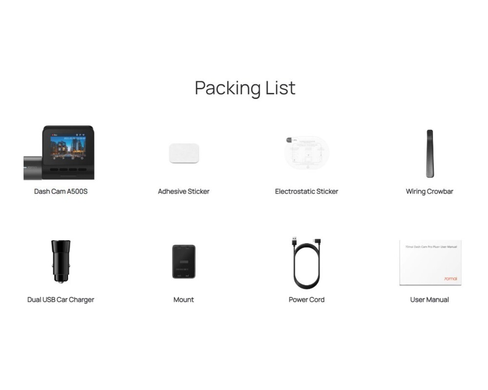 Видеорегистратор 70mai Dash Cam Pro Plus+ A500S 13