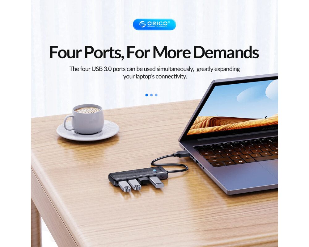 USB хъб Orico хъб HUB USB3.0 4 port Black - PAPW... 5