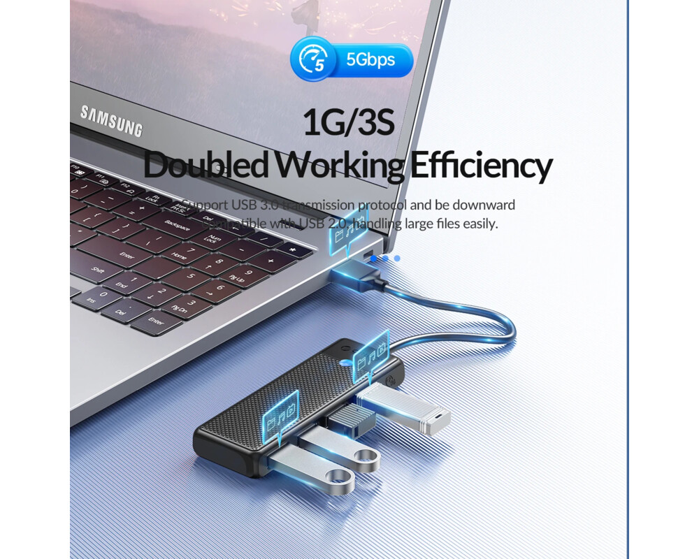 USB хъб Orico хъб HUB USB3.0 4 port Black - PAPW... 4