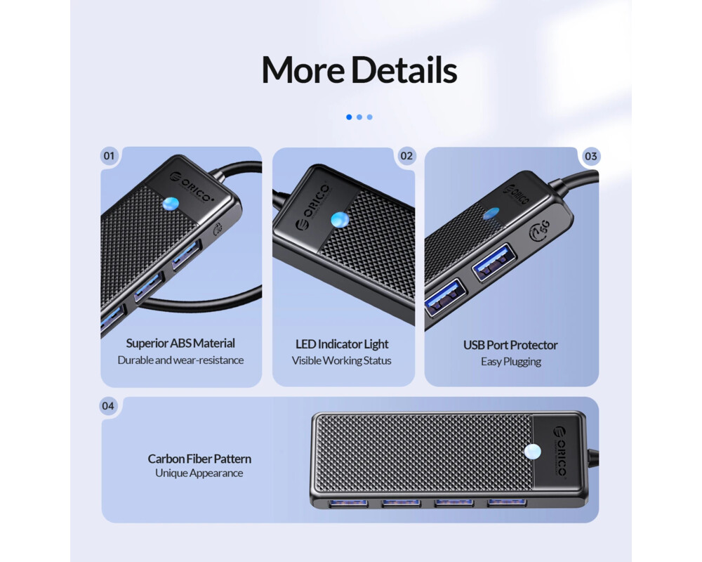 USB хъб Orico хъб HUB USB3.0 4 port Black - PAPW... 11