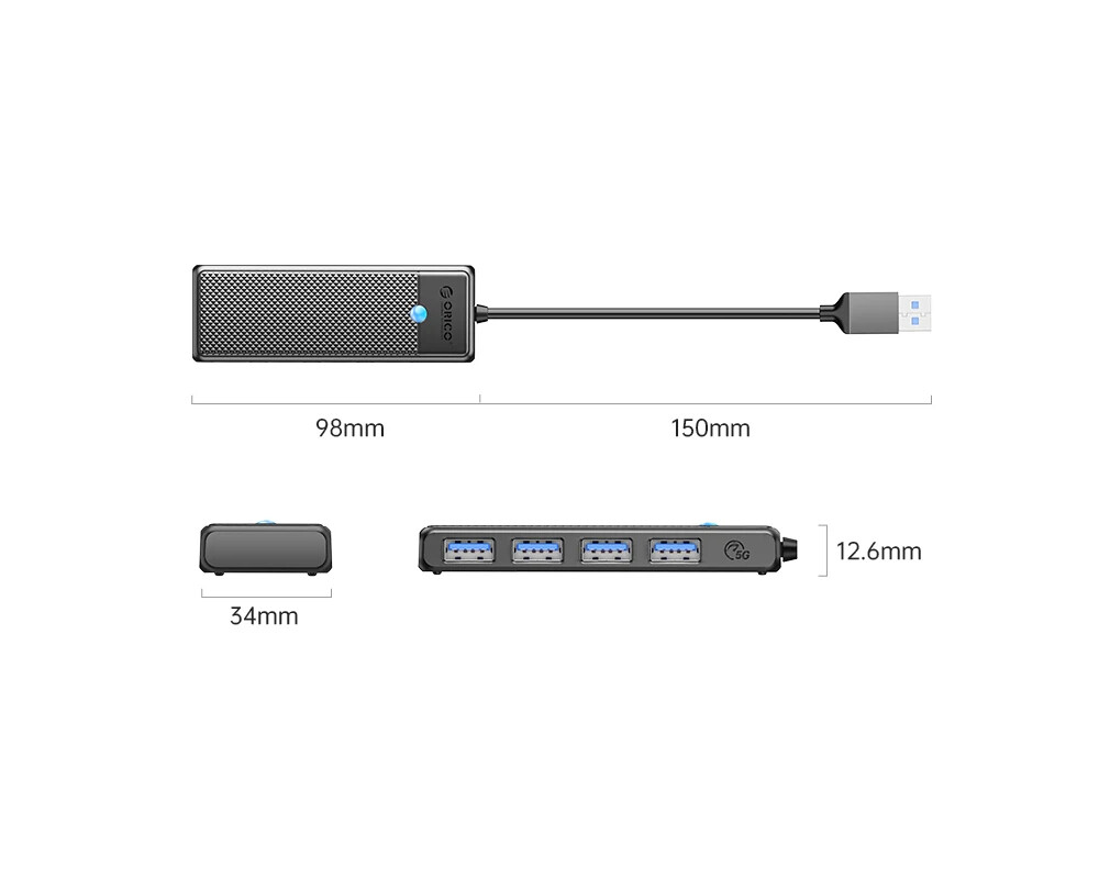 USB хъб Orico хъб HUB USB3.0 4 port Black - PAPW... 2