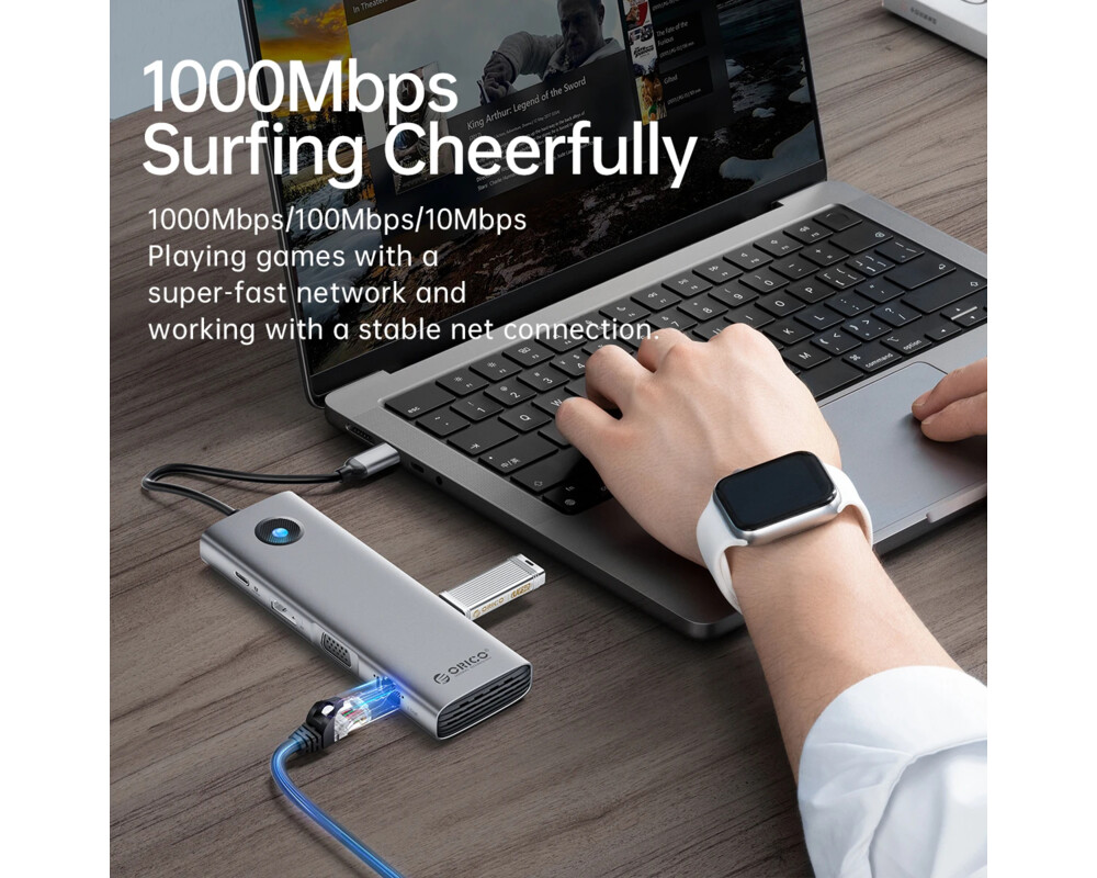 Докинг станция Orico Type-C Docking Station Power Distribution 100W - HDMI 8