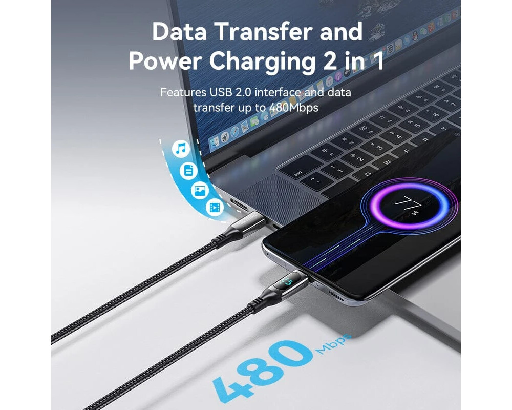 Кабел Vention кабел USB2.0 Type-C/Type-C 100W... 4