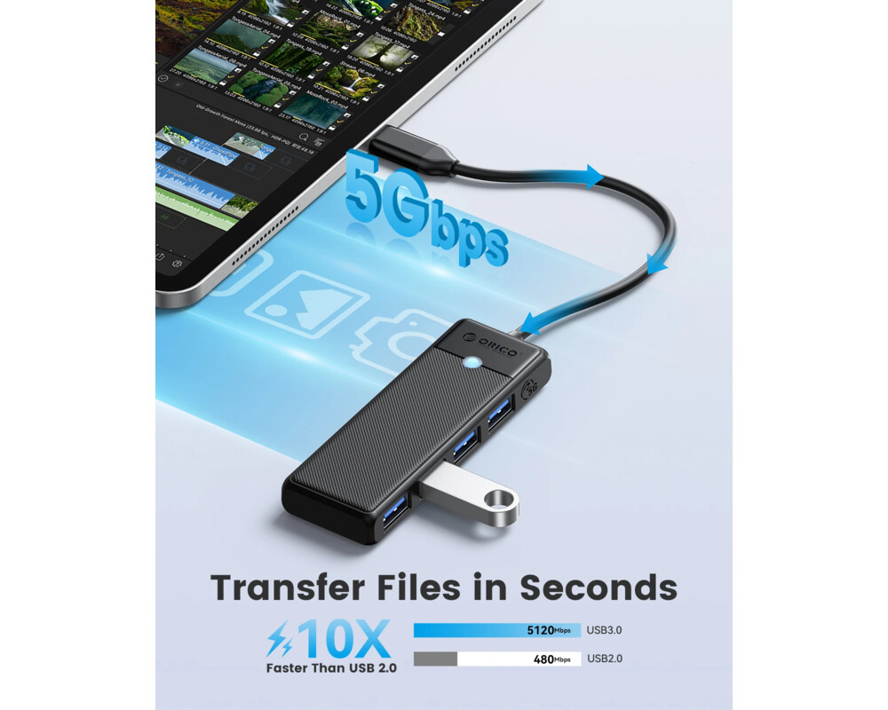 USB хъб Orico USB3.1 HUB Type-C - 4 x USB3.0 - P... 3