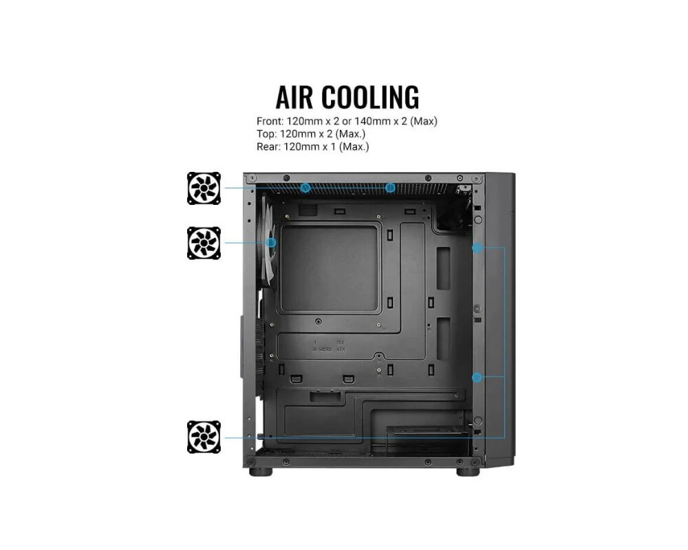 Кутия AeroCool mATX - Hexform-G-BK-v2 - 3 fans... 12
