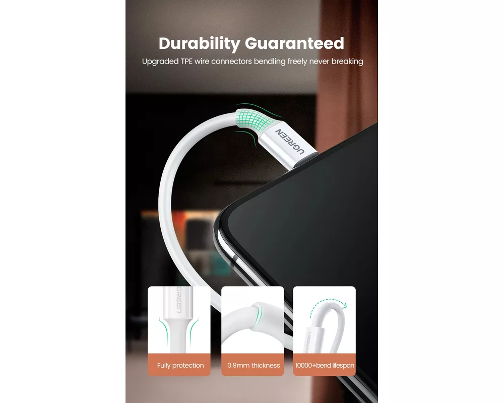 Кабел Ugreen кабел Cable iPhone Lighting/USB data US155 10
