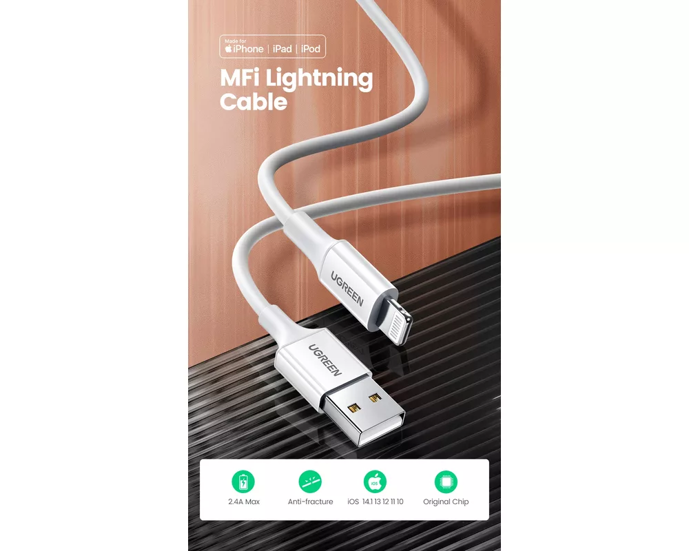 Кабел Ugreen кабел Cable iPhone Lighting/USB data US155 2